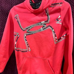 Hot Pink Under Armour cold gear pullover hoodie Y Lg